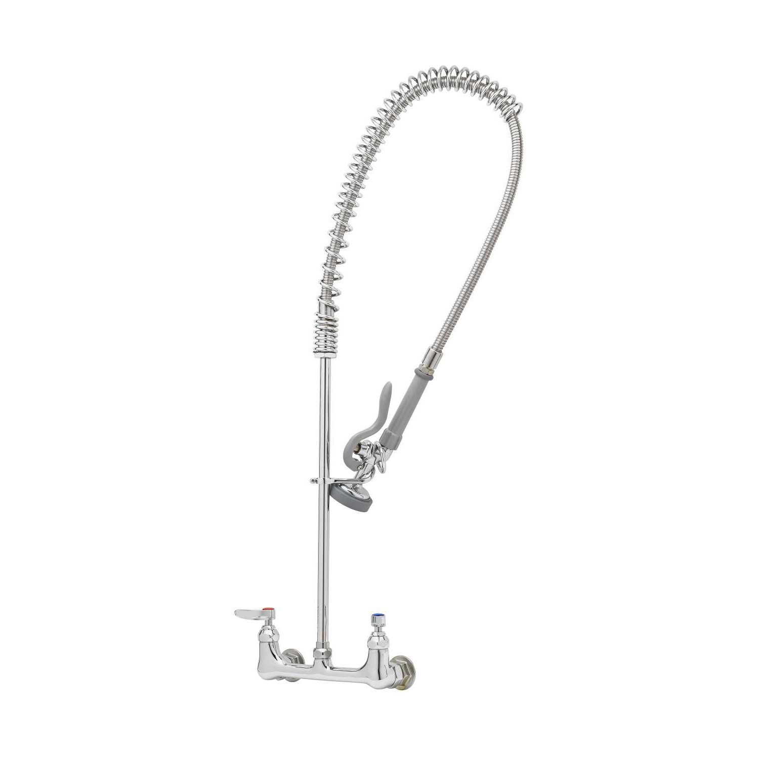 T&S Brass B-0133-A10-08C Easyinstall Pre-Rinse Spring Action with 8-Inch Wall Mount Base and 10-Inch Add-On Faucet