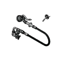 Faucet with Sprayer Assembly, Wall Mount, Single Hole Single Temp Control, 90 Degree Swivel Adapter, Vacuum Breaker, 1.15 GPM Angled Spray Valve w/ 32" Flexible Stainless Steel Hose