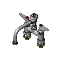 Double Pantry Faucet, 4" Deck Mount, Ceramas w/ Check Valves, VB Swing Nozzle w/ GH Male Outlet, 1/2" NPT Male Inlets