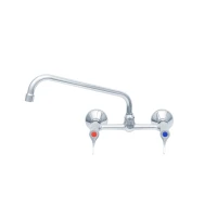 8" Wall Mount Mixing Faucet w/ 12" Swing Nozzle w/ 2.2 GPM Aerator, Lever Handles & G1/2 Offset Male Inlets