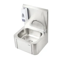 UtilityLine Handsink Assembly, w/ Knee Plate Valve, Gooseneck Faucet, Backsplash, Soap Dispenser, Plastic Drain Kit And Mixing Valve