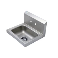 Hand Wash Sink with Backsplash (17" x 15"), Double Hole, Drain Assembly, and Mounting Bracket