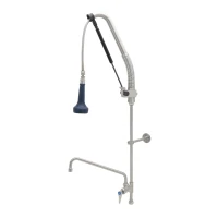 EverSteel DuraPull Pull-Down Pre-Rinse Unit with Add-On Faucet with 12" Swing Nozzle & 6" Wall Bracket and 1.07 GPM Sprayer with Swivel