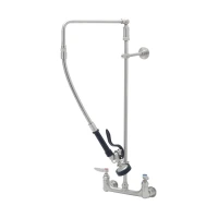EverSteel Stainless Steel Pre-Rinse, 8" Wall Mount, Overhead Swivel Arm, Eterna Cartridges with Spring Checks, 1.15 GPM Spray Valve, Wall Bracket