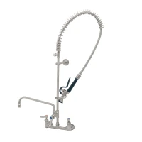 EverSteel PRU w/ 8" Wall Mount SS Mixing Faucet, Quarter-Turn SS Cerama w/ Check Valves, SS Lever Handles, S-0107-Y Spray Valve, Swivel, SS Add-On Faucet w/ 12" Nozzle, SS Accessory Tee & 1/2" NPT Female Inlets