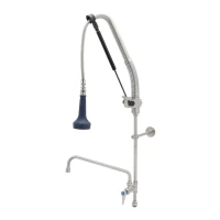 EverSteel DuraPull Pull-Down Pre-Rinse Unit with Add-On Faucet with 12" Swing Nozzle, 12" Rise, 30" Flexible Stainless Steel Hose and 1.07 GPM Sprayer