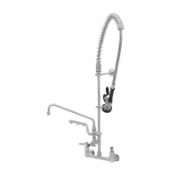 ULTRARINSE SS PRU w/ 8" Wall Mount Mixing Faucet, Quarter-Turn Eterna Cartridges w/ Spring Checks, Levers, ADF w/ 12" Swing Nozzle, 10" 1.5 GPM Sprayer Arm, 1.15 GPM Spray Valve & 1/2" Female NPT Inlets
