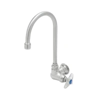 Stainless Steel Single Temperature Pantry Faucet, Wall Mount, Swivel/Rigid Gooseneck, Stream Regulator, 4-Arm Handle