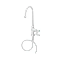 Stainless Steel Lab Single Temperature Deck Mount Faucet, Swivel/Rigid Gooseneck, Aerator, 4" Wrist Action Handle