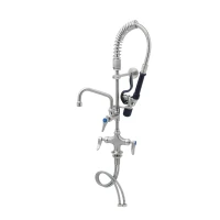 EverSteel Stainless Steel Mini-Pre-Rinse unit w/ S-0107-J, 6" Swing Nozzle, Lever Handles & Wall Bracket