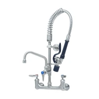 EverSteel Stainless Steel Mini PRU, 8" Wall Mount Faucet w/ S-0107-J, 6" Swing Nozzle, Lever Handles, & Wall Bracket